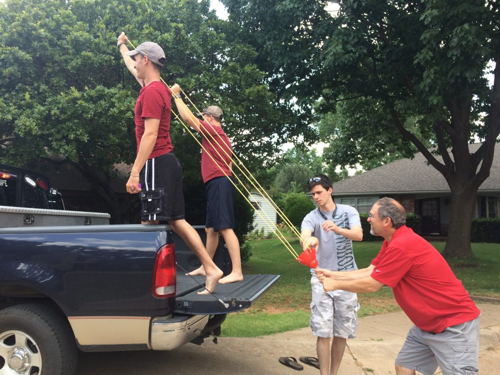 Home grown water balloon launcher. Pretty sure it flung the water balloons over the neighboring houses... 